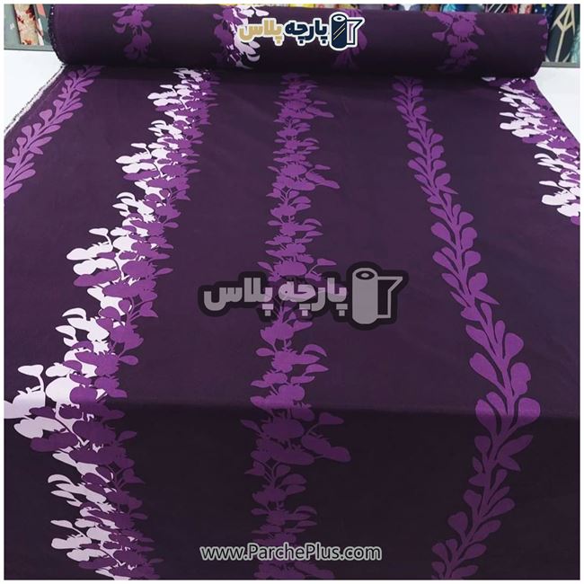 طاقه پارچه ملحفه ای پلی استر (پرنسس) گل دار با زمینه بنفش و گل سفید