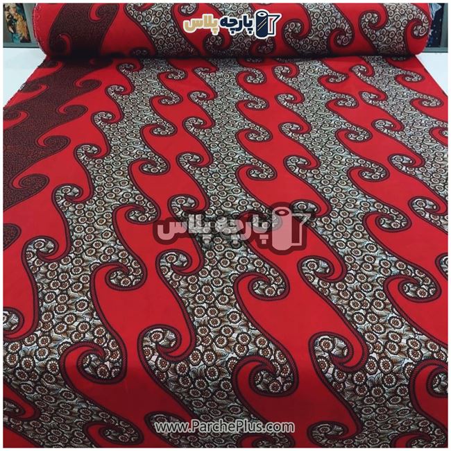 طاقه پارچه ملحفه ای پلی استر (پرنسس) گل دار با زمینه قرمز
