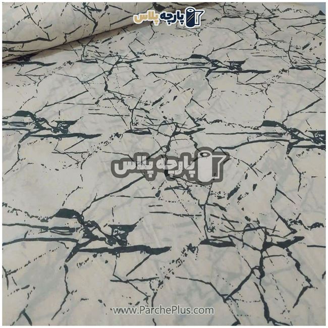 طاقه پارچه ملحفه ای پلی استر (پرنسس) ماربل با زمینه کرمی