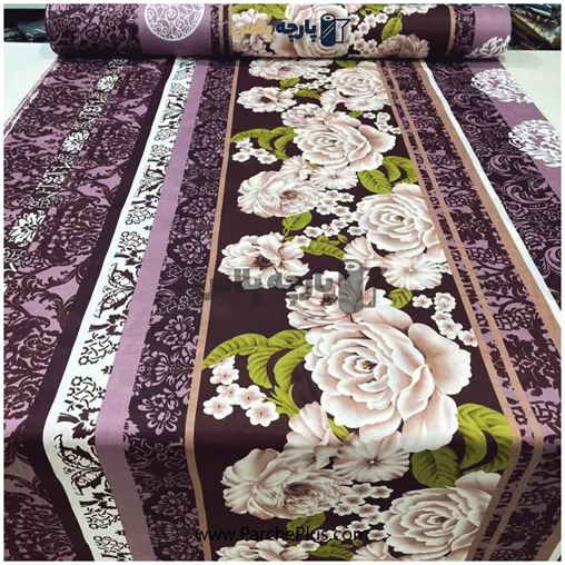 پارچه ملحفه ای گل دار با زمینه قهوه ای