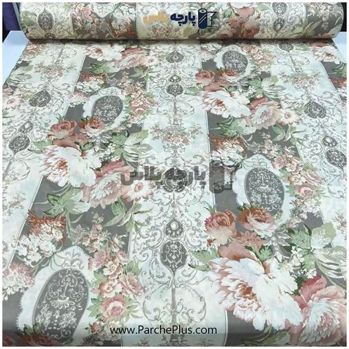 پارچه ملحفه ای گل دار با زمینه کرمی
