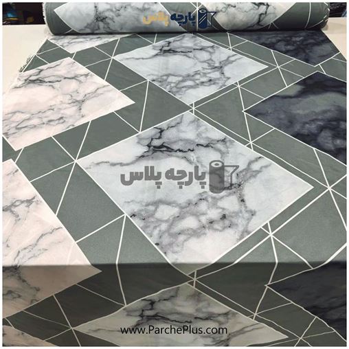 پارچه  ملحفه ای با زمینه سفید و طوسی