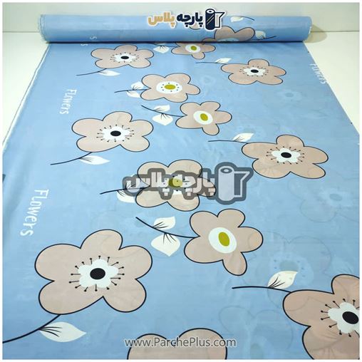 پارچه ملحفه ای گل دار با زمینه آبی