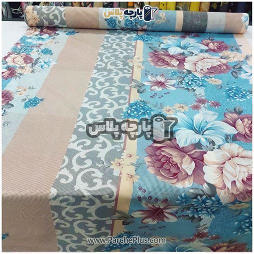 پارچه ملحفه ای گل دار با گل آبی