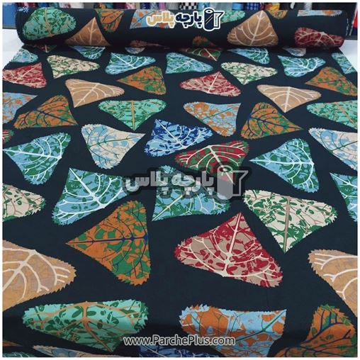 پارچه ملحفه ای طرح برگ با زمینه مشکی