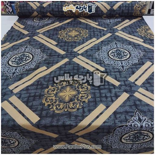 پارچه ملحفه ای گل دار با زمینه سورمه ای 