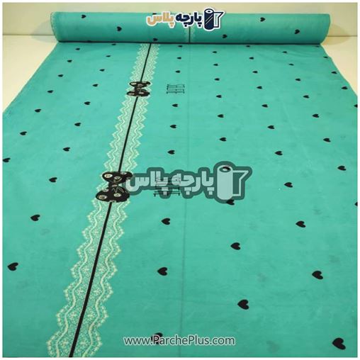 پارچه ملحفه ای اسپرت با  زمینه آبی و طرح قلب ریز