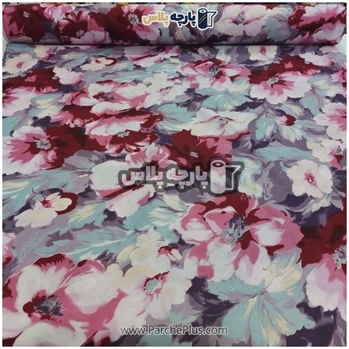 پارچه ملحفه ای گل دار با گل صورتی و آبی
