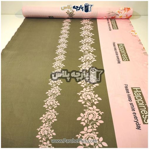 پارچه ملحفه ای گل دار با گل صورتی و زمینه صورتی وقهوه ای