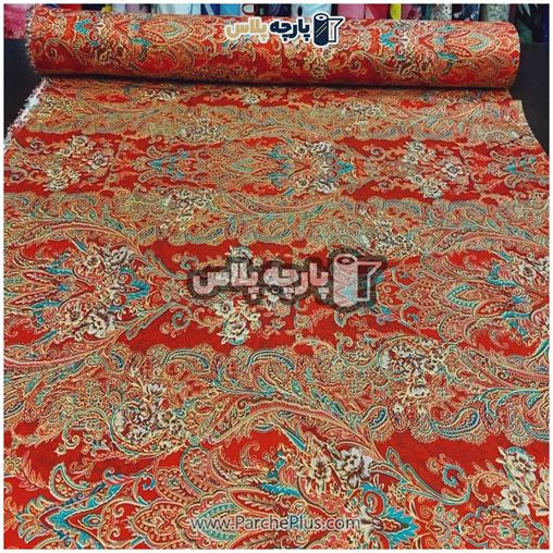 پارچه ملحفه ای گل دار با زمینه قرمز