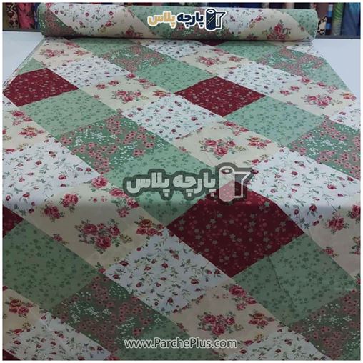 طاقه پارچه ملحفه ای پلی استر (پرنسس) گل دار طرح چهل تکه