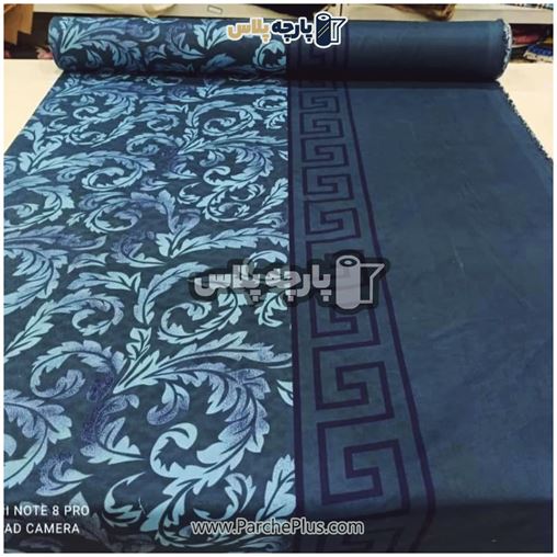 طاقه پارچه ملحفه ای گل دار با زمینه سورمه ای و گل سورمه ای