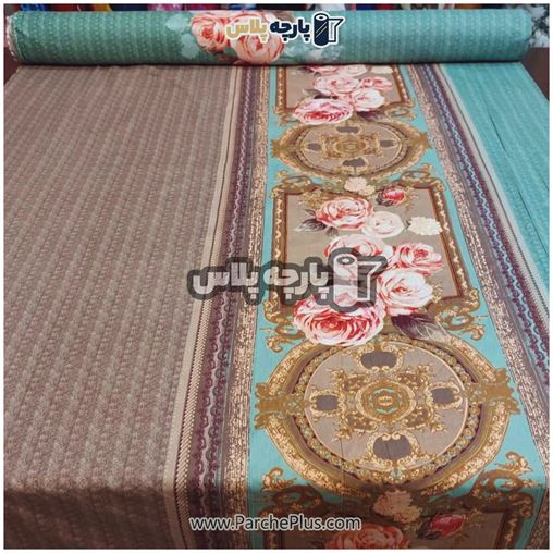 پارچه ملحفه ای گل دار با زمینه قهوه ای و گل صورتی