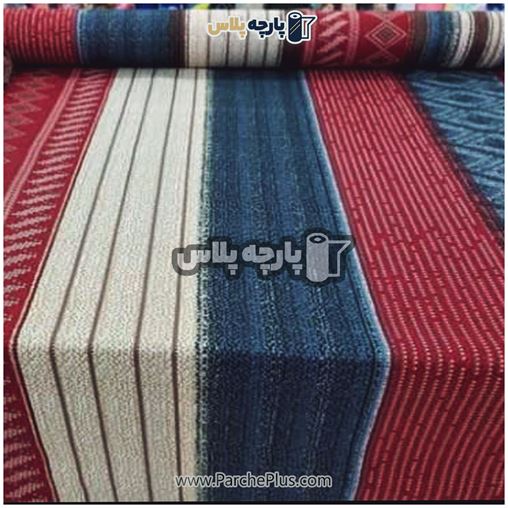 طاقه پارچه ملحفه ای پلی استر (پرنسس) اسپرت  با زمینه سورمه ای (طرح راه راه)