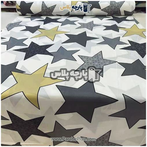 طاقه پارچه ملحفه ای پلی استر (پرنسس) اسپرت (طرح ستاره) با زمینه سفید