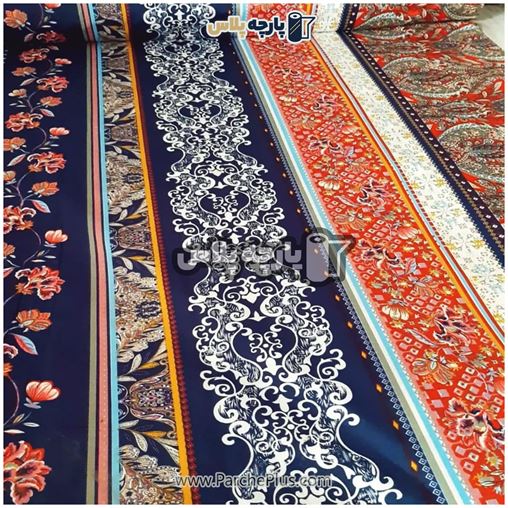 طاقه پارچه ملحفه ای پلی استر (پرنسس) گل دار با زمینه سورمه ای 
