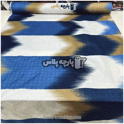 طاقه پارچه ملحفه ای پلی استر (پرنسس) اسپرت با زمینه آبی و سفید