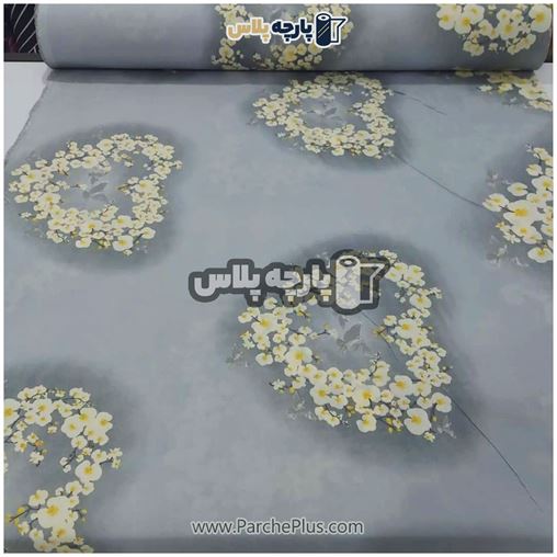 طاقه پارچه ملحفه ای پلی استر (پرنسس) اسپرت قلب  با زمینه طوسی